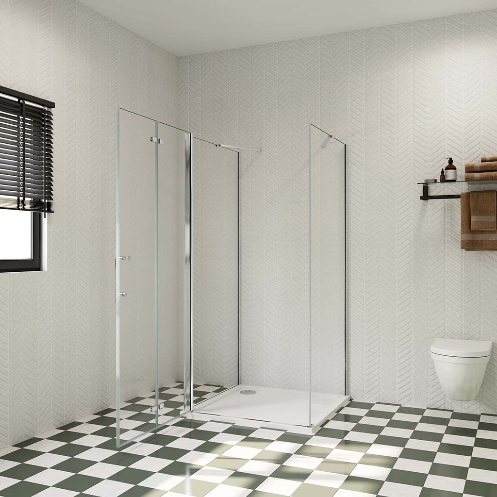 Duschabtrennung U-Form 90x90xH195 cm Dusche Falttür