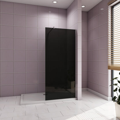 Duschkabine 100 H.200 cm 10cm Walk in Duschwänd Schwarz Schutzfolie mit Stabilisationsstange 70-120cm