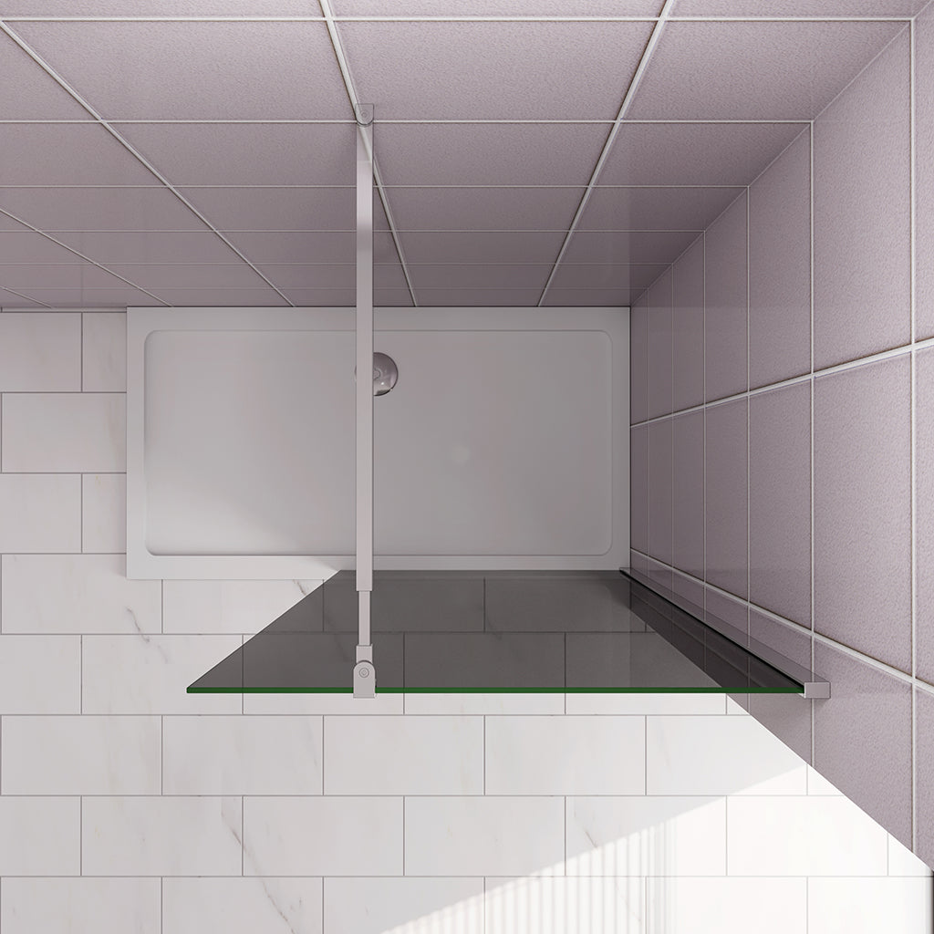 Duschkabine 100 H.200 cm Walk in Duschwänd Schwarz Schutzfolie mit Stabilisationsstange 73-120cm für badezimmer