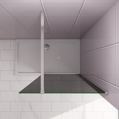 Duschkabine 100 H.200 cm Walk in Duschwand Schwarz Schutzfolie mit Stabilisationsstange 90cm für badezimmer