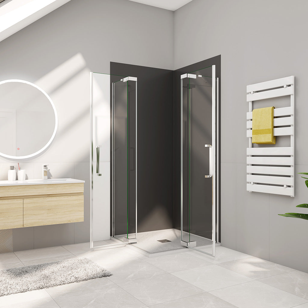 Duschkabine 100x100 H.195 cm Drehtür Eckeinstieg Wandverkleidung badezimmer ideen