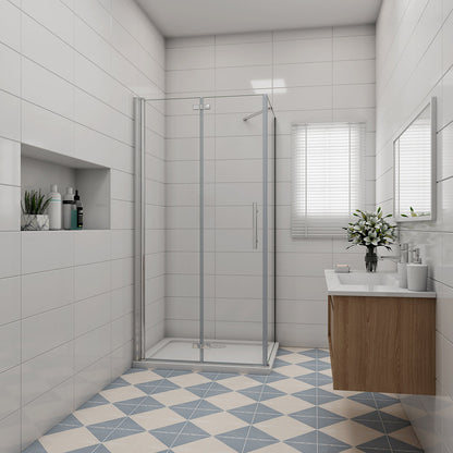 Duschkabine 100x100 H 197 cm Falttür mit Seitenwand Duschtasse für badezimmer