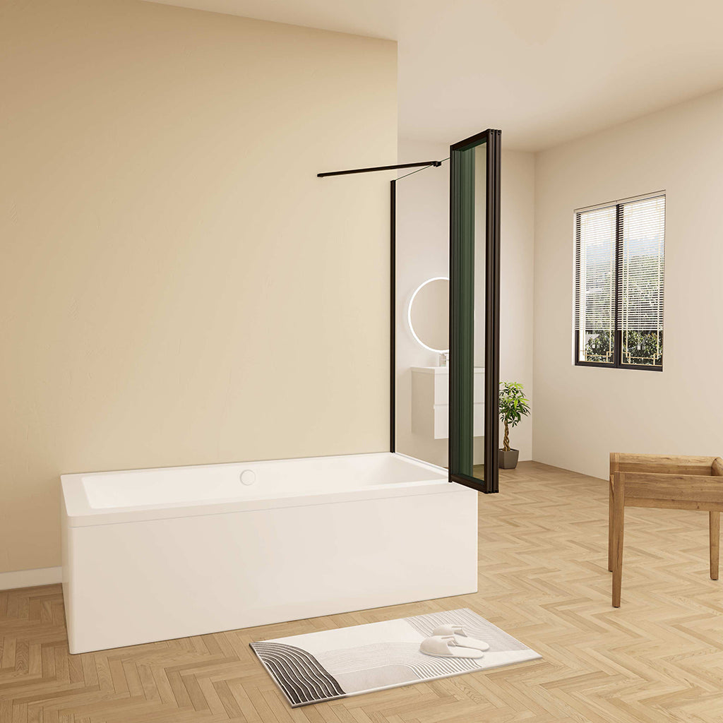 Duschkabine 100x75 H 140 cm Badewannenseitenwand mit Seitenwand für badezimmer