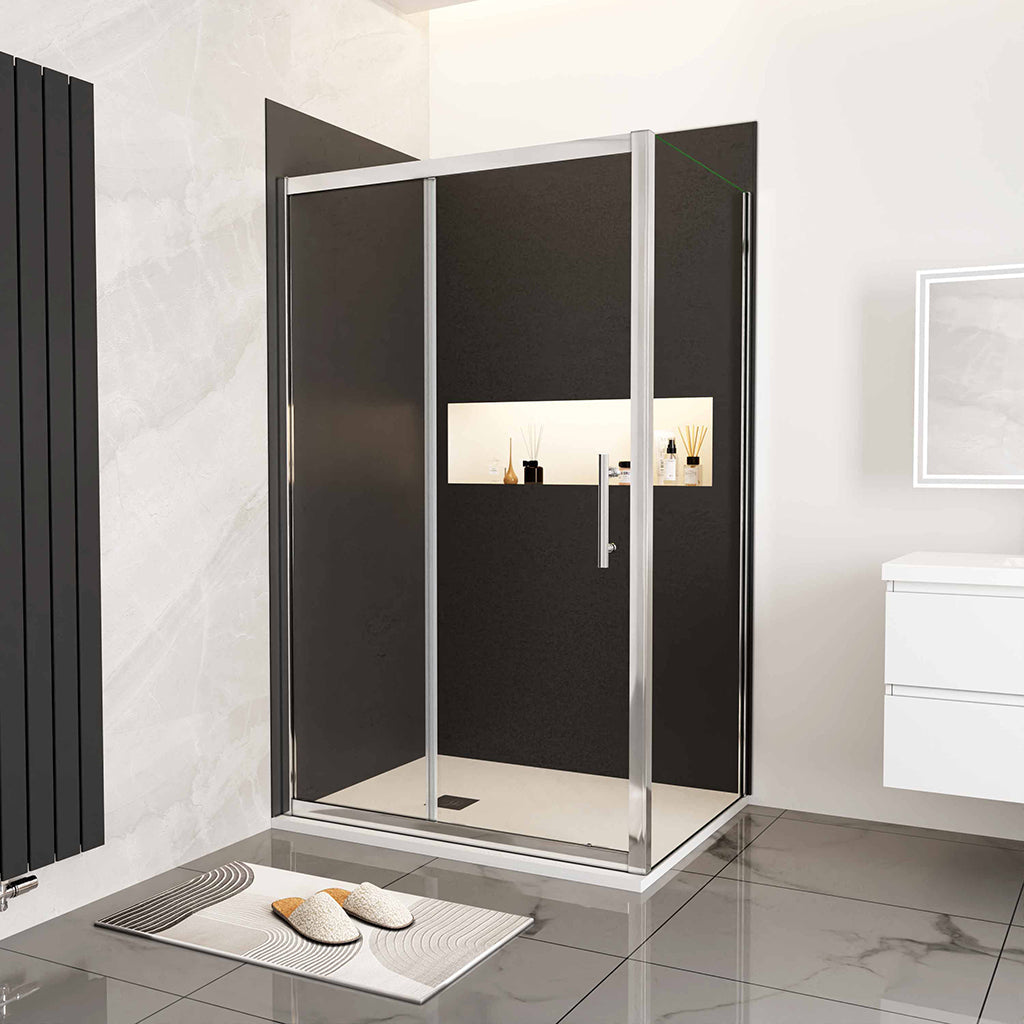 Duschkabine 100x80 H.190 cm Schiebetür mit Seitenwand Wandverkleidung badezimmer ideen