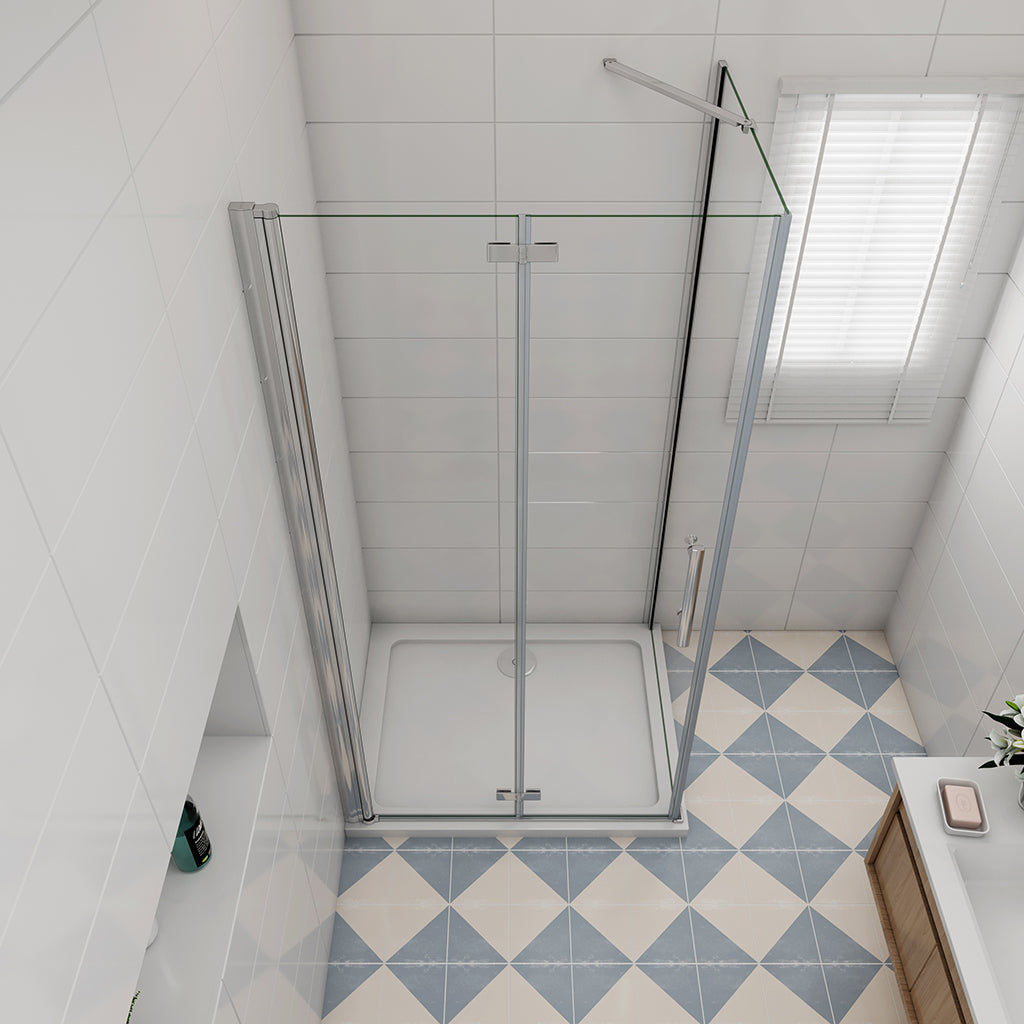 Duschkabine 100x90 H 197 cm Falttür mit Seitenwand Duschtasse für badezimmer