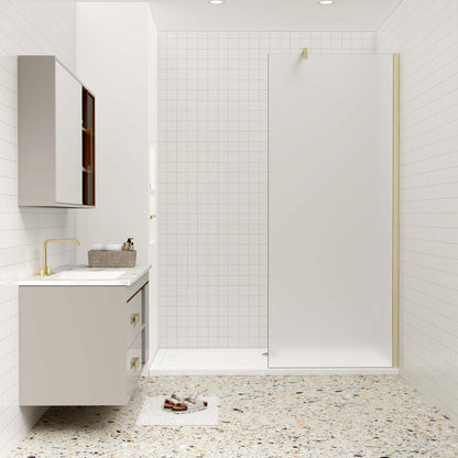 Duschkabine 10mm ESG Glas 100 cm mit Stabilisierungsstange goldfarben