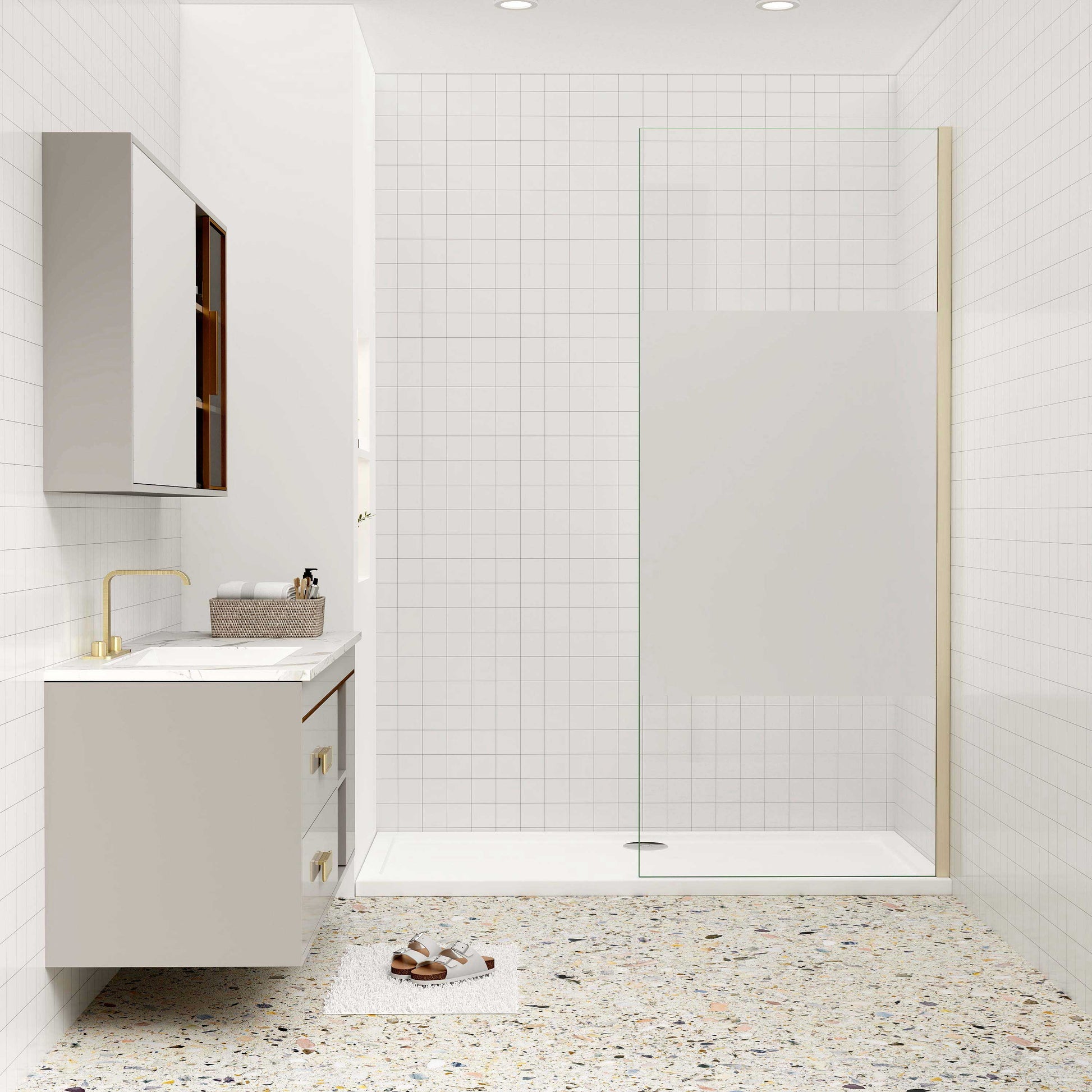 Duschkabine 10mm ESG NANO Glas 100 x 200 cm goldfarben