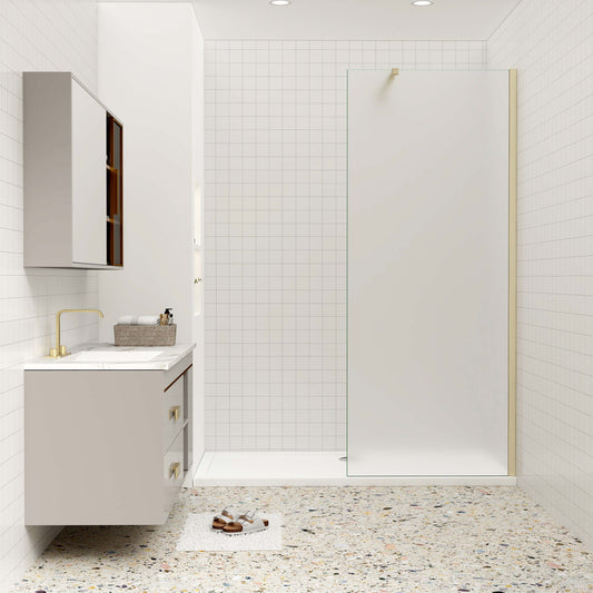 Duschkabine 10mm ESG NANO Glas 110 cm Duschglas Walk-In Duschabtrennung goldfarben