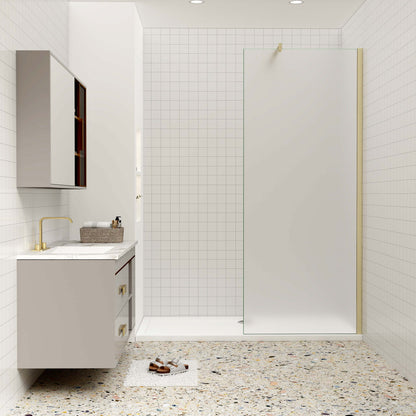 Duschkabine 10mm ESG NANO Glas 110 cm Duschglaswand H200 cm goldfarben