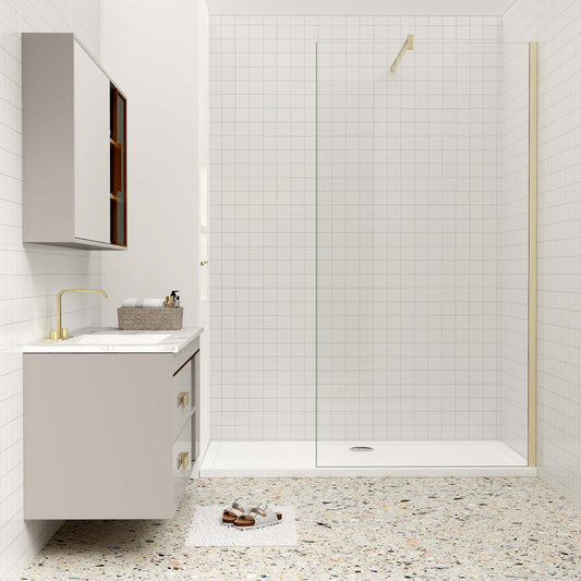Duschkabine 10mm ESG NANO Glas 120 cm Duschtrennwand goldfarben