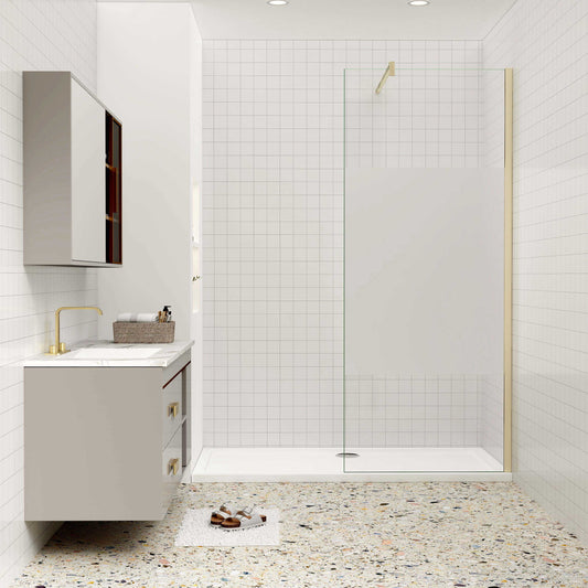 Duschkabine 10mm ESG NANO Glas 120 cm H.200 cm Duschtrennwand mit stabilisator goldfarben