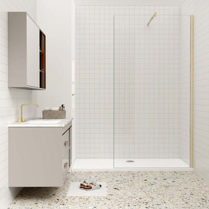 Duschkabine 10mm ESG NANO Glas 120 cm Walk in Duschwand Dusche goldfarben