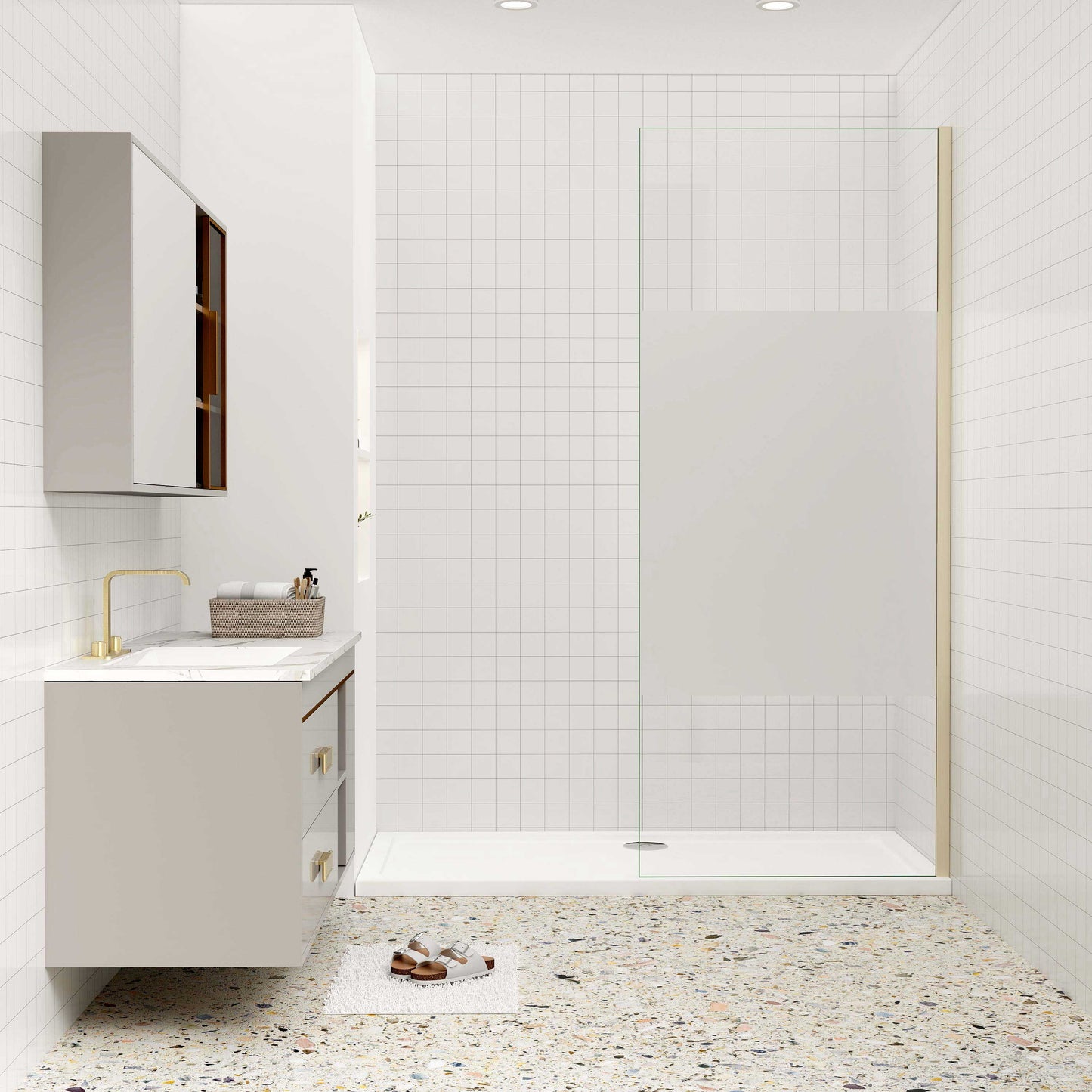 Duschkabine 10mm ESG NANO Glas 120 x 200 cm goldfarben