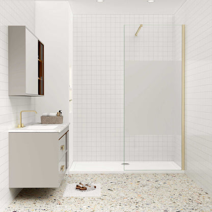 Duschkabine 10mm ESG NANO Glas 90 cm Duschwand für Begehbare Dusche goldfarben
