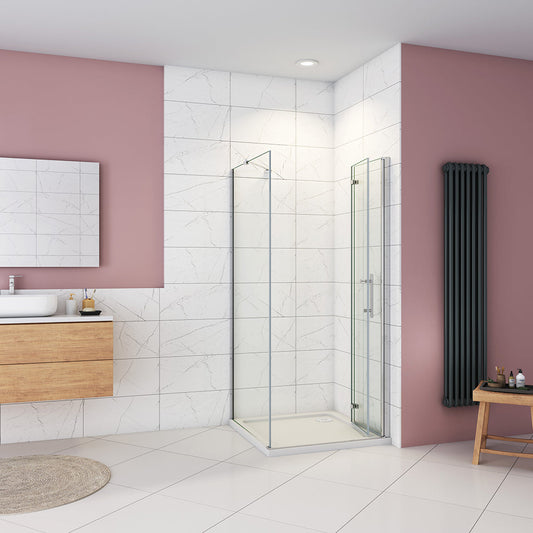 Duschkabine 1100x900 H.1850 mm Falttür mit Seitenwand Duschtasse Ablaufgarnitur für badezimmer