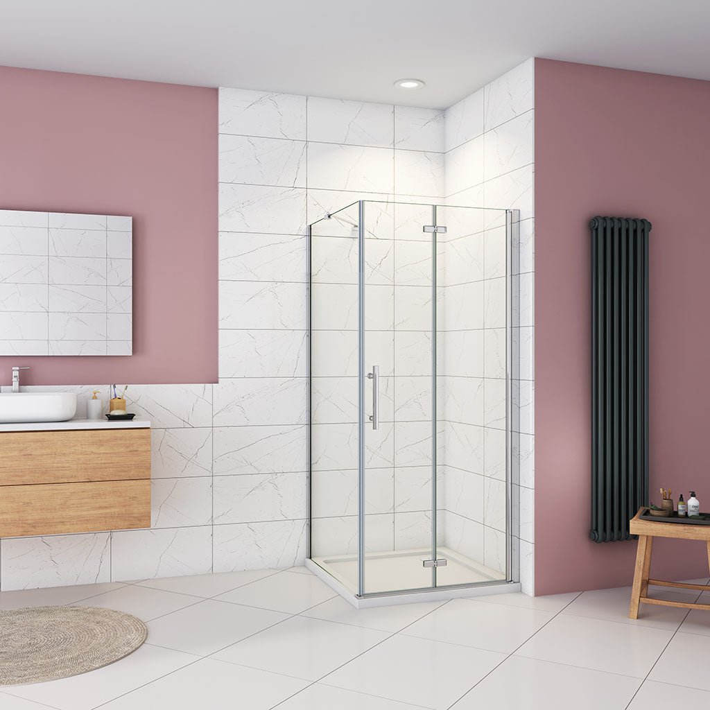 Duschkabine 1100x900 H.1850 mm Falttür mit Seitenwand Duschtasse für badezimmer