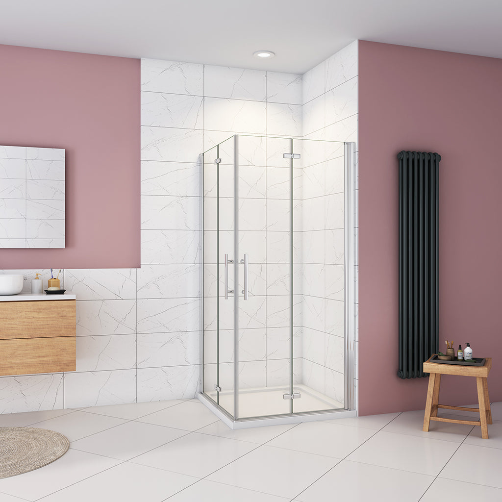 Duschkabine 110x90 H.185 cm Falttür Eckeinstieg Duschtasse für badezimmer