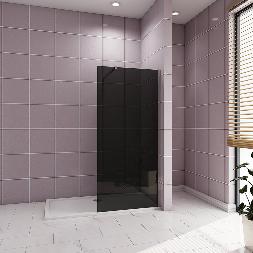 Duschkabine 120 H.200 cm Walk in Duschwänd Schwarz Schutzfolie mit Stabilisationsstange 73-120cm für badezimmer