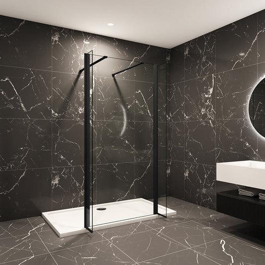 Duschkabine 1200+300+300 H.2000 mm Walk In Duschabtrennung 2xSeitenpaneel mit Stabilisationsstange 1400mm badezimmer ideen