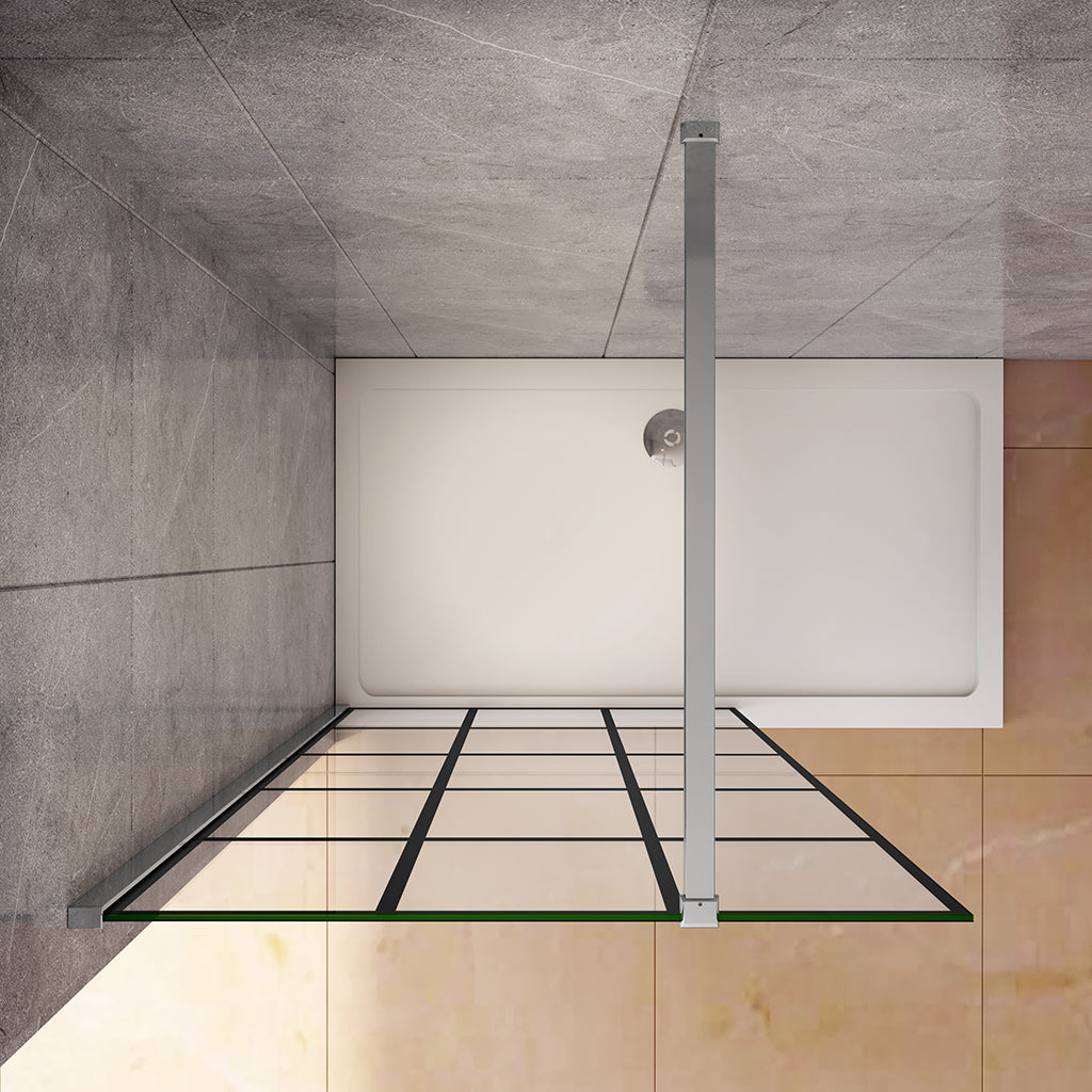 Duschkabine 1200 H.2000 mm Walk in Duschwänd Gittermuster mit Stabilisationsstange 1400mm badezimmer ideen