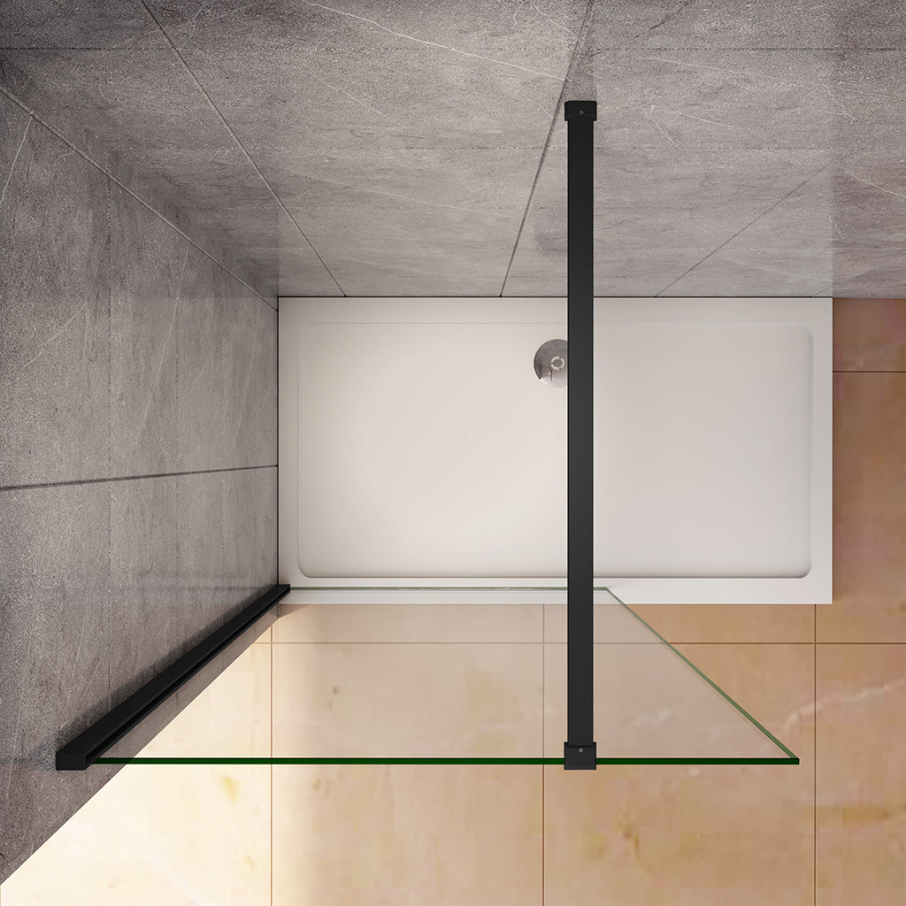 Duschkabine 130 H.200 cm Walk in Duschwand mit Stabilisationsstange 90cm für badezimmer
