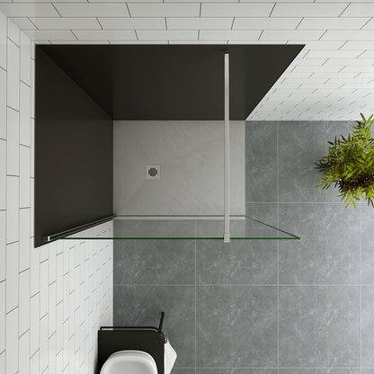Duschkabine 140 H.200 cm Walk in Duschwänd mit Stabilisationsstange 90cm Wandverkleidung