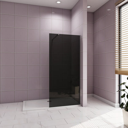 Duschkabine 1400 H.2000 mm 10mm Walk in Duschwänd Schwarz Schutzfolie mit Stabilisationsstange 730-1200mm