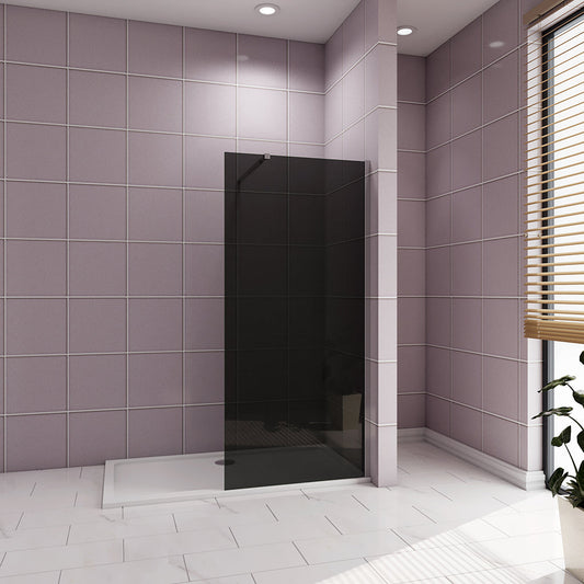 Duschkabine 1400 H.2000 mm 10mm Walk in Duschwänd Schwarz Schutzfolie mit Stabilisationsstange 730-1200mm