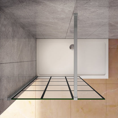 Duschkabine 1400 H.2000 mm Walk in Duschwänd Gittermuster mit Stabilisationsstange 900mm