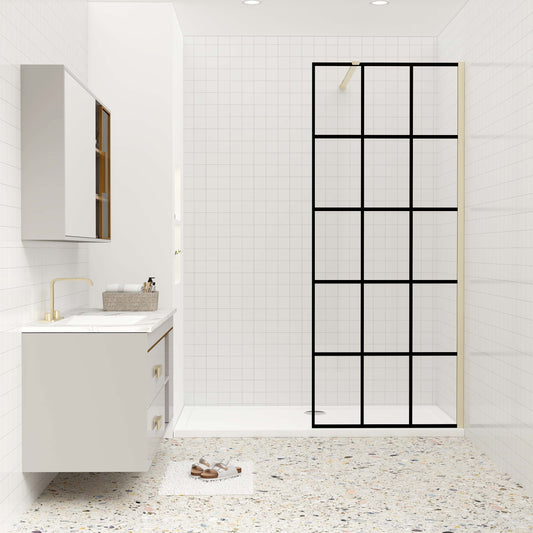 Duschkabine 140x200 cm 8mm NANO Glas goldfarben