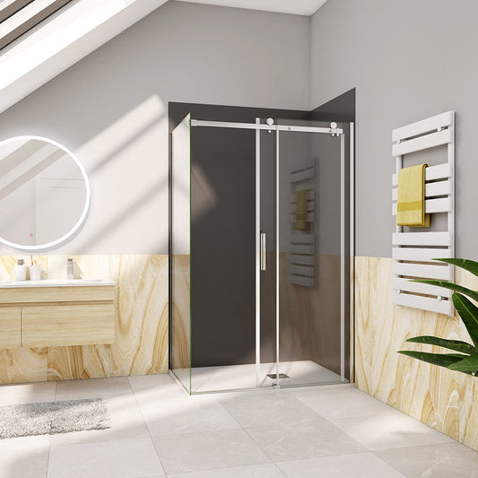 Duschkabine 1450x900 H.1950 mm Schiebetür mit Seitenwand Wandverkleidung für badezimmer