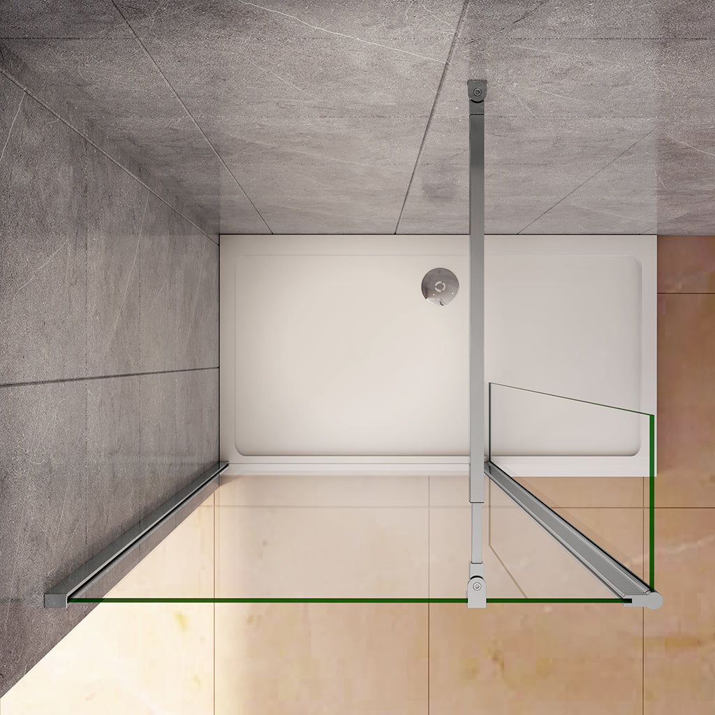 Duschkabine 400+400 H.2000 mm Walk in Duschwand mit Schwenkbar Stabilisationsstange 730-1200mm für badezimmer