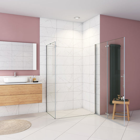 Duschkabine 700x700 H.1850 mm Falttür mit Seitenwand für badezimmer