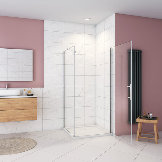 Duschkabine 700x800 H.1850 mm Drehtür mit Seitenwand Duschtasse Ablaufgarnitur für badezimmer