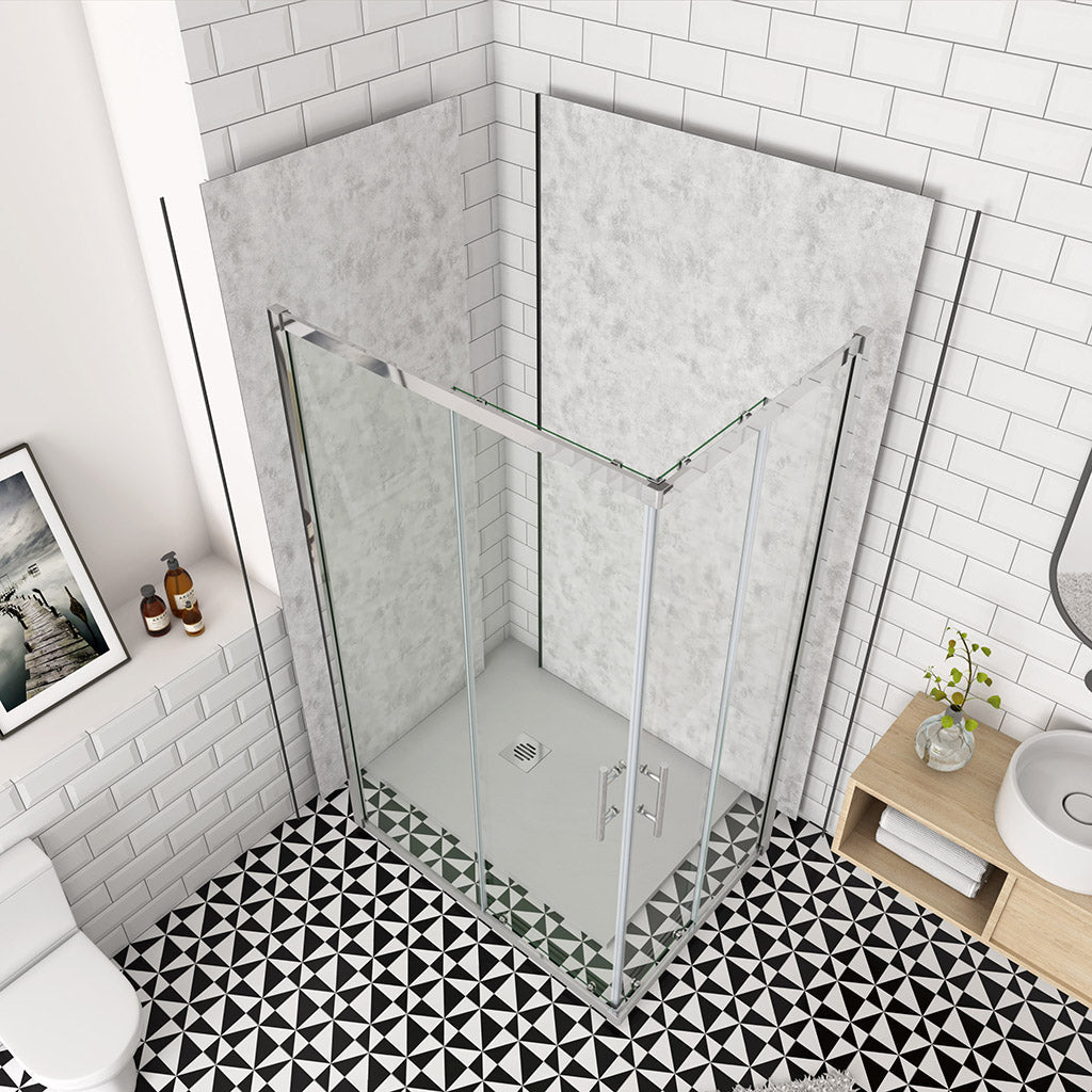 Duschkabine 76x70 H.185 cm Schiebetür Eckeinstieg Wandverkleidung für badezimmer
