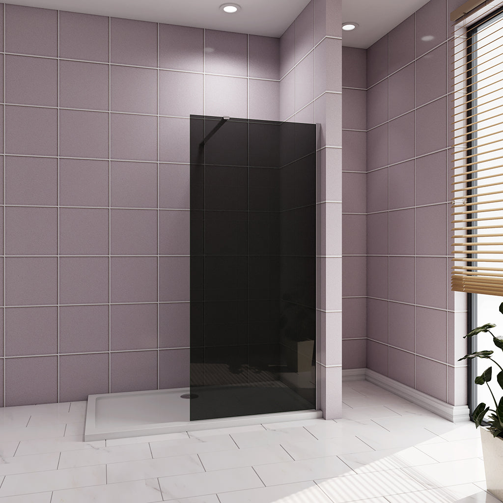 Duschkabine 80 H.200 cm Walk in Duschwänd Schwarz Schutzfolie mit Stabilisationsstange 140cm badezimmer ideen