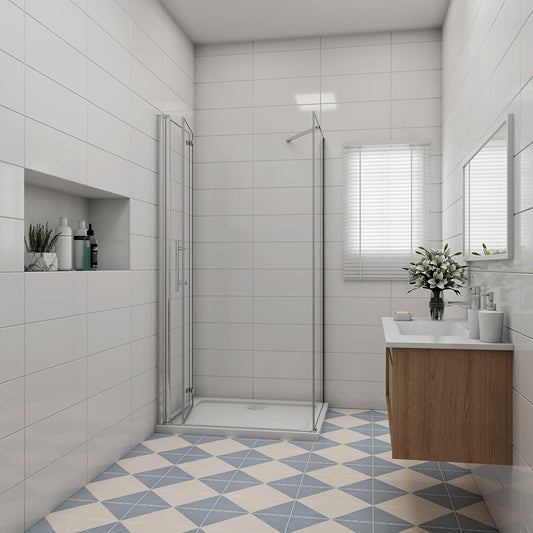 Duschkabine 800x760 H 1970 mm Falttür mit Seitenwand Duschtasse für badezimmer