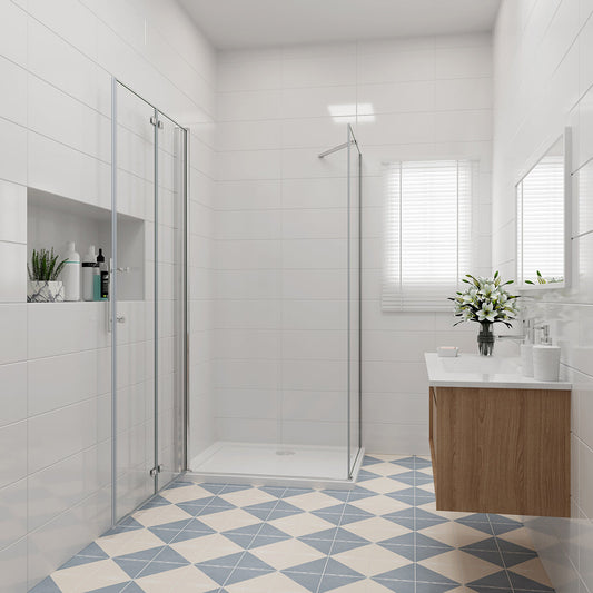 Duschkabine 800x800 H 1970 mm Falttür mit Seitenwand Duschtasse für badezimmer