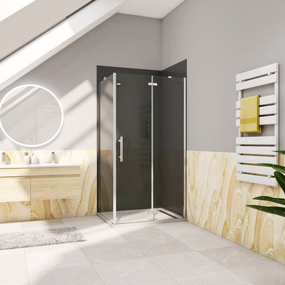 Duschkabine 80x70 H.185 cm Drehtür mit Seitenwand für badezimmer