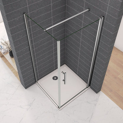 Duschkabine 80x70 H 197 cm Drehtür mit Seitenwand Duschtasse Ablaufgarnitur für badezimmer