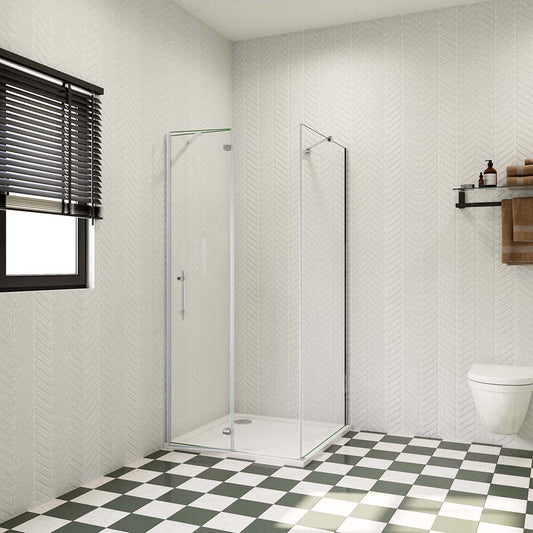 Duschkabine 80x80 H.185 cm Drehtür mit Seitenwand Duschtasse für badezimmer