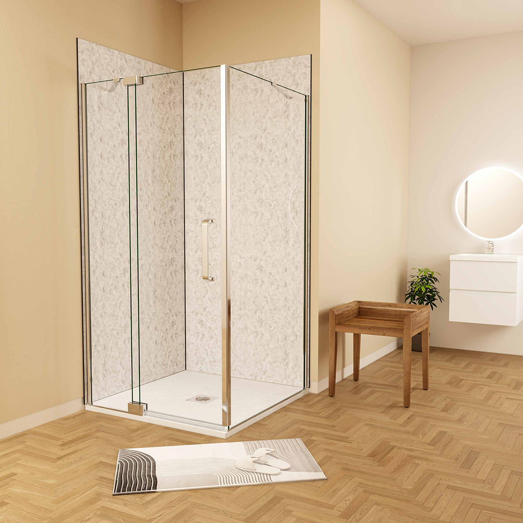 Duschkabine 80x90 H.195 cm Drehtür mit Seitenwand Wandverkleidung für badezimmer