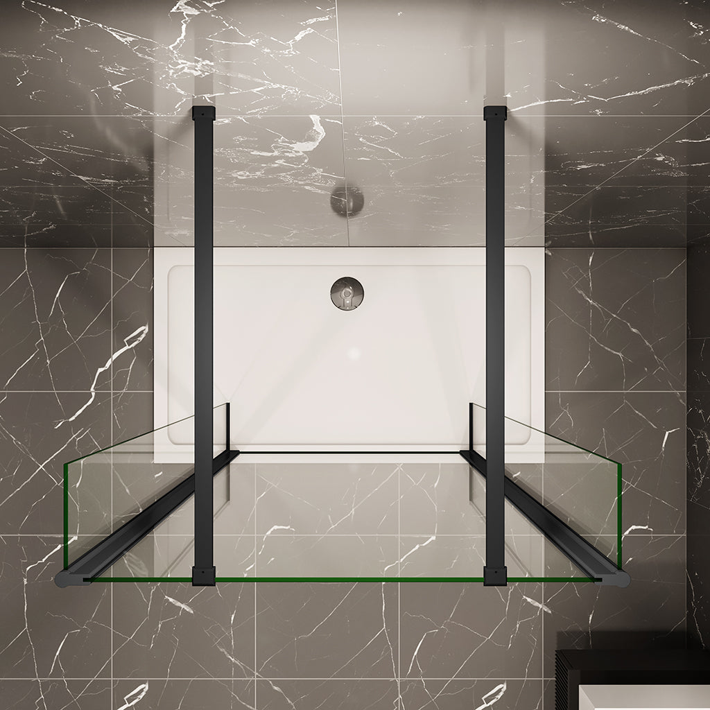Duschkabine 85+40+40 H.200 cm Walk In Duschabtrennung 2xSeitenpaneel mit Stabilisationsstange 140cm für badezimmer
