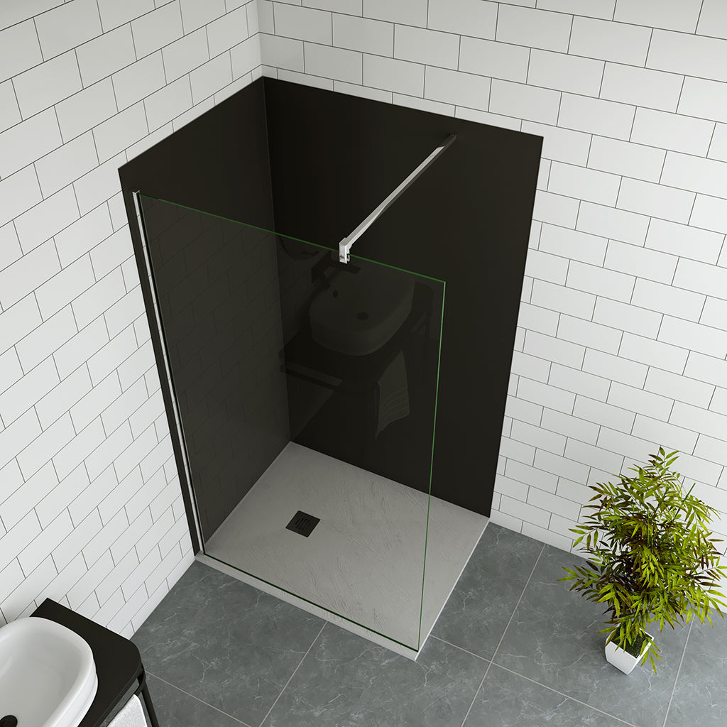 Duschkabine 85 H.200 cm Walk in Duschwand mit Stabilisationsstange 90cm Wandverkleidung für badezimmer