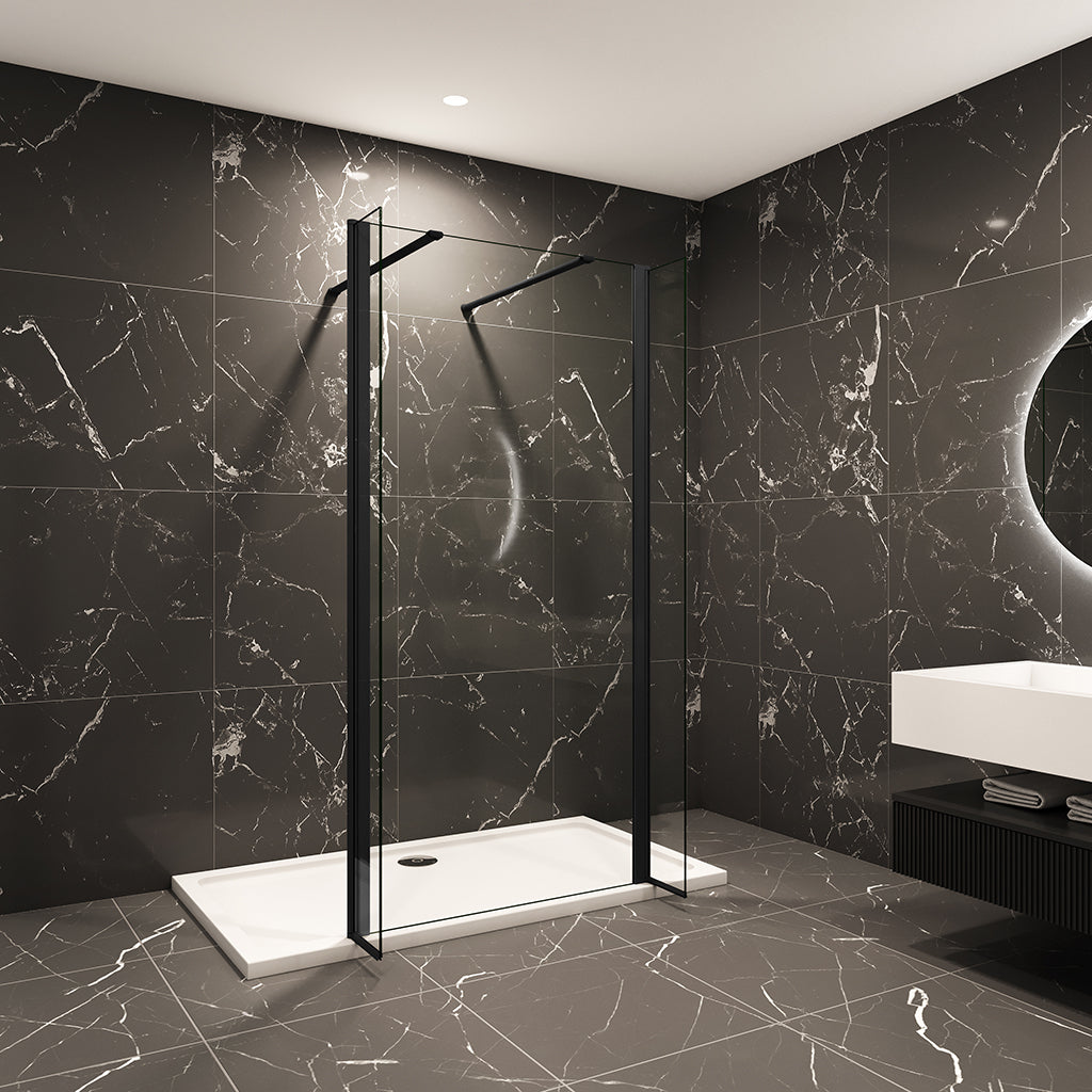 Duschkabine 850+400+400 H.2000 mm Walk In Duschabtrennung 2xSeitenpaneel mit Stabilisationsstange 1400mm für badezimmer