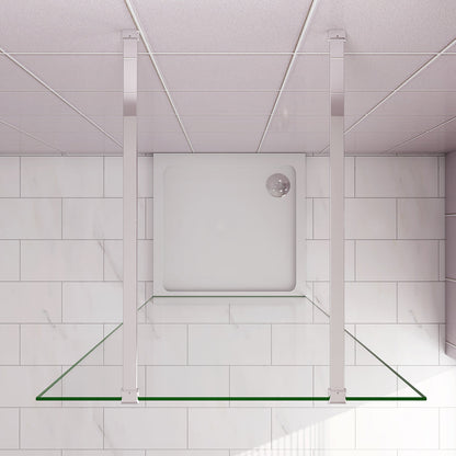 Duschkabine 87.7 H.200 cm Walk in Duschwänd mit 2xStabilisationsstange 90cm für badezimmer