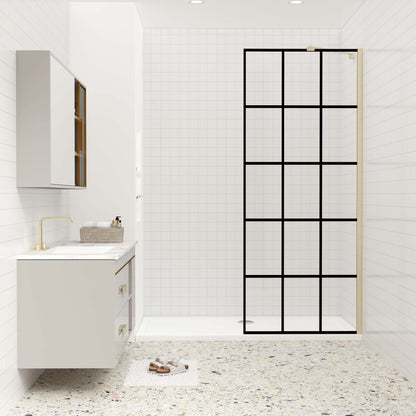 Duschkabine 8mm Gehärtetes Glas 100 cm Glaswand mit NANO-Beschichtung goldfarben