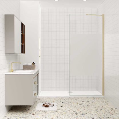 Duschkabine 8mm NANO Glas 110 cm Duschglas Walk-In Duschabtrennung goldfarben