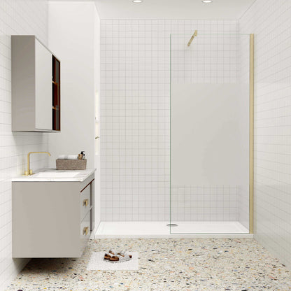 Duschkabine 8mm NANO Glas 110 cm Duschglaswand H200 cm goldfarben