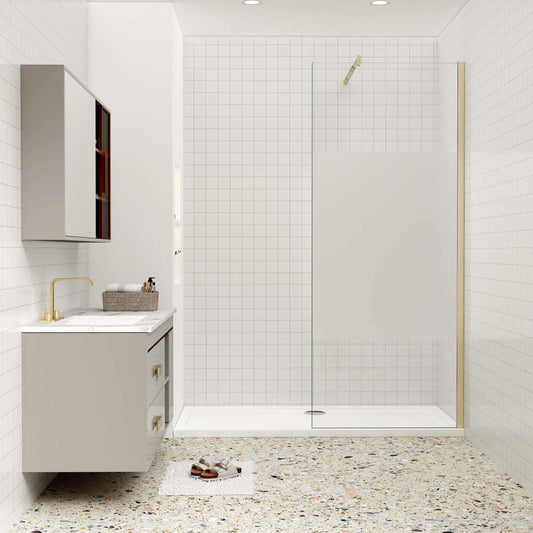 Duschkabine 8mm NANO Glas 110 cm Duschglaswand H200 cm goldfarben